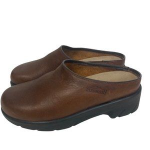 Stegmann Brown Leather Clogs Womens 6 Mule Comfort Shoe Slip On